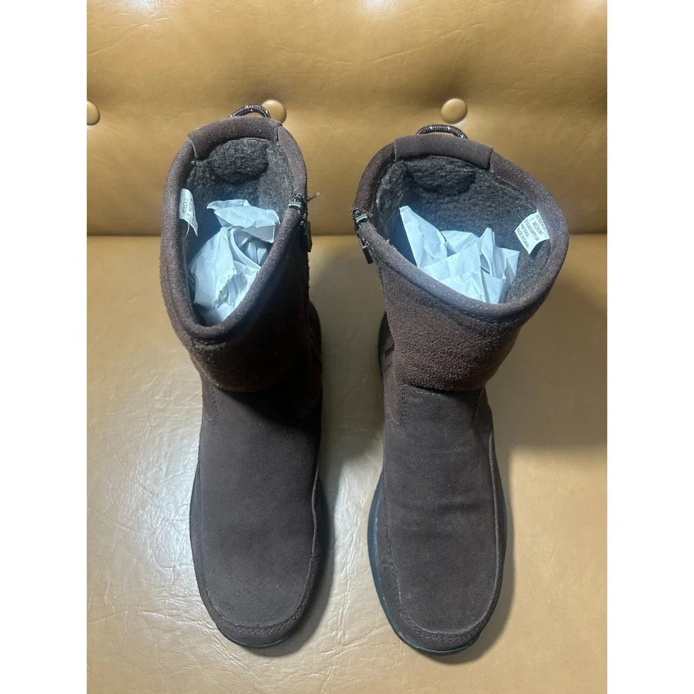 LL‎ Bean Womens Brown Suede Leather Zip Up Insulated Winter Boots Size 7M